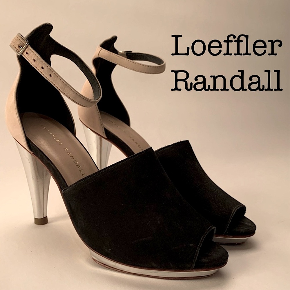 Loeffler Randall Rosie Black Tan Suede Leather Heels Size 8 1/2